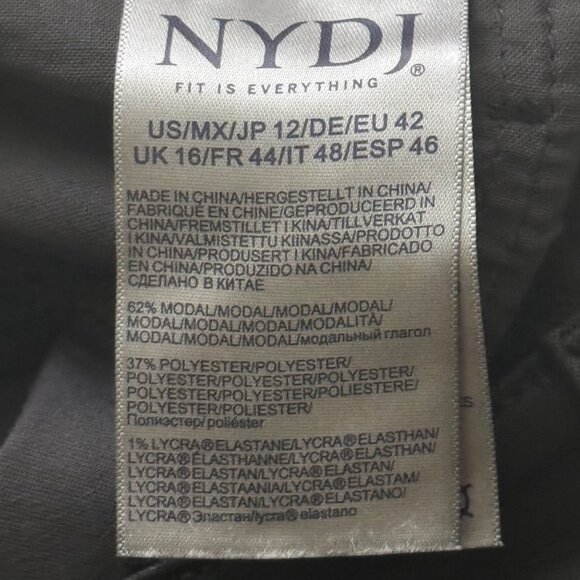 NYDJ Marilyn Straight Black Coated Lift Tuck Womens leather Pants Size 12 new - Picture 6 of 16